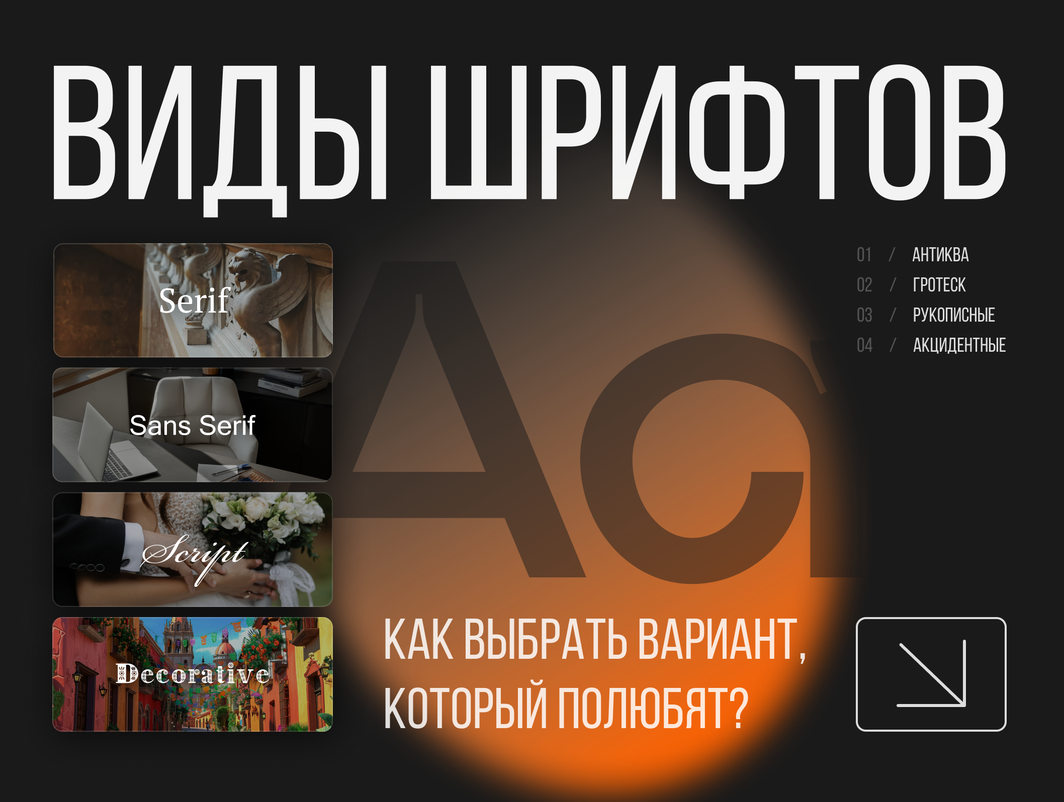 Виды шрифтов: как выбрать вариант, который полюбят?