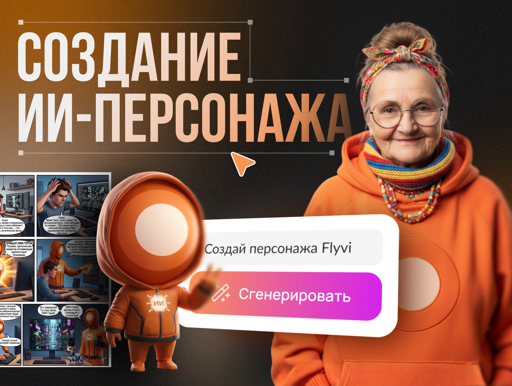 Промпты для создания персонажей: создаем ИИ-маскот во Flyvi