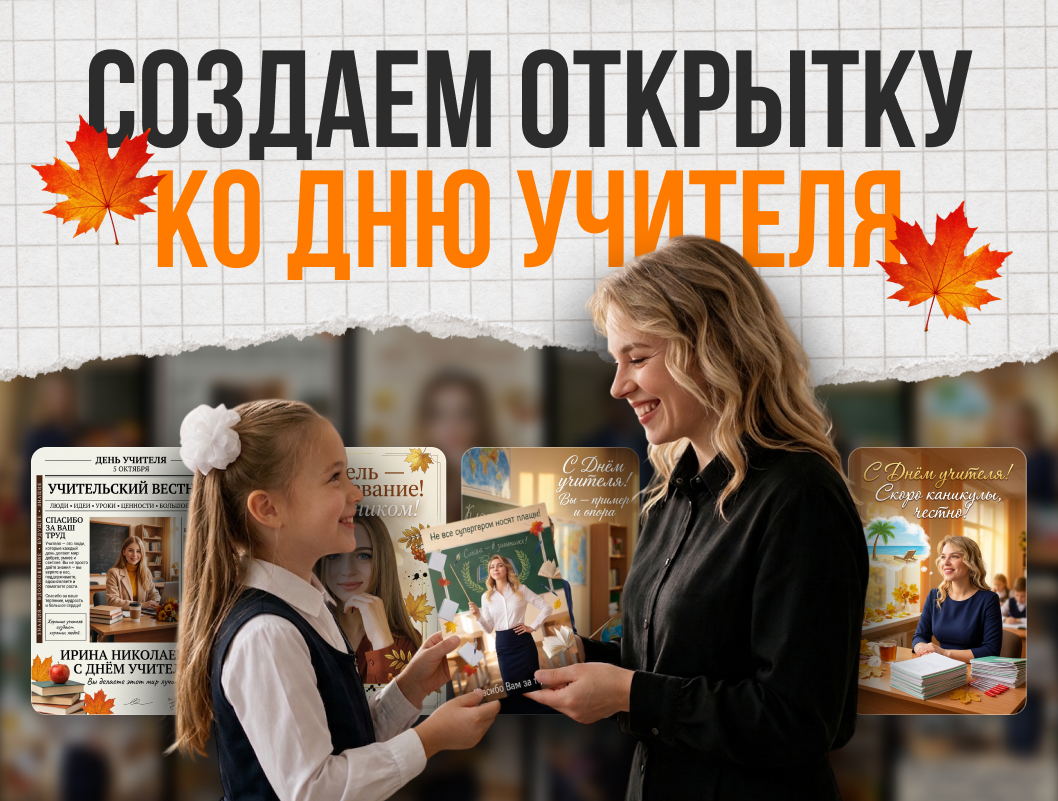 Открытка ко Дню учителя: 10+ промптов, чтобы сказать «спасибо»