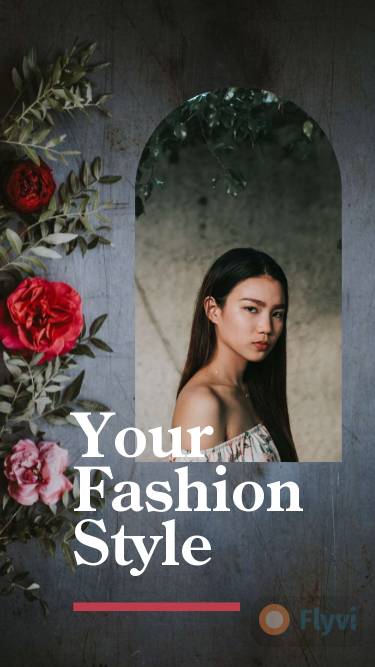 Твой модный стиль в темно-сером сториз в азиатском стиле с цветами шиповника и девушкой китаянкой в летнем платье
