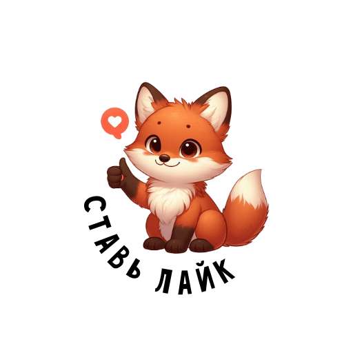 Стикер Телеграм с милым лисенком ставь лайк