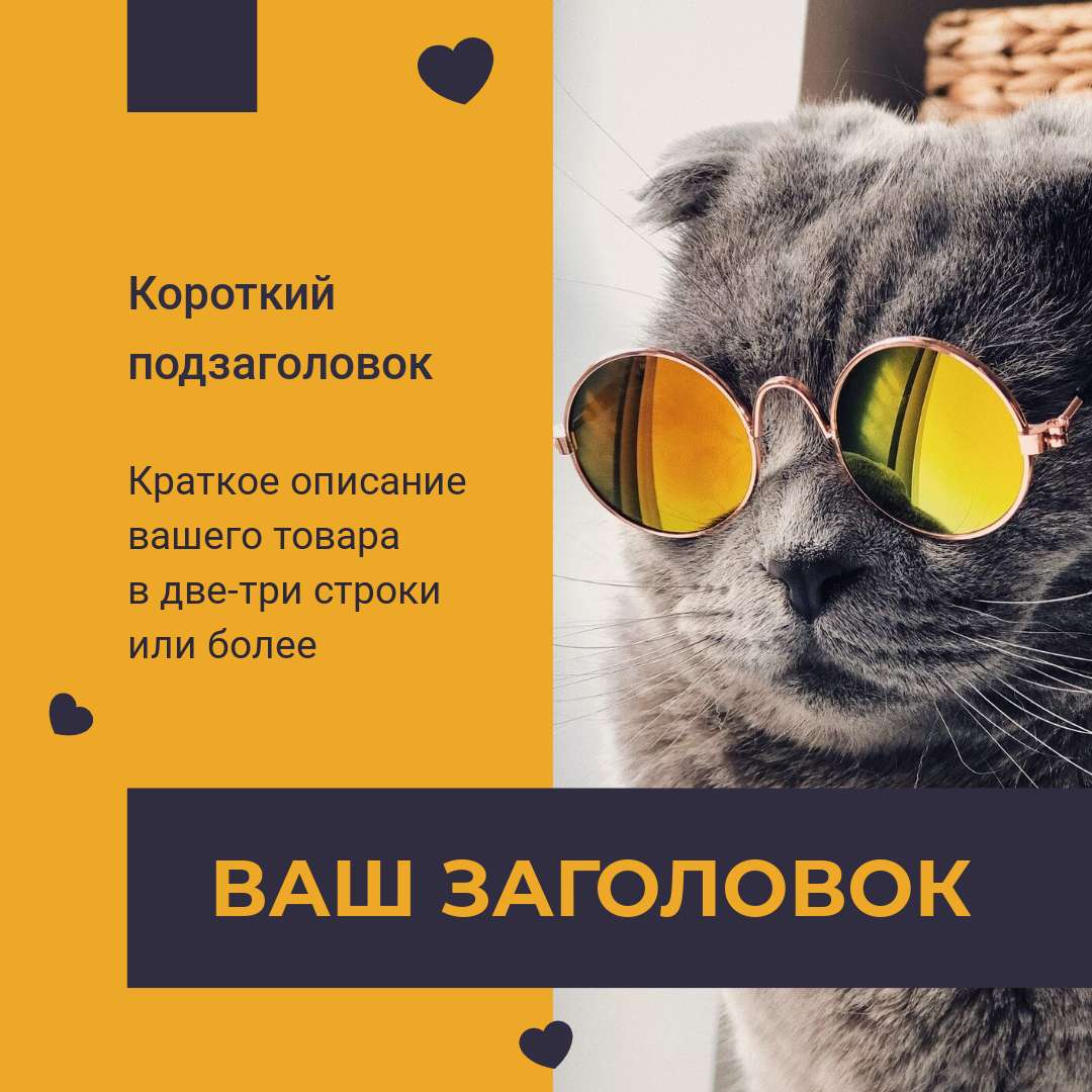 Модный пост в ярких желтых цветах с серым британским котиком в круглых зеркальных очках