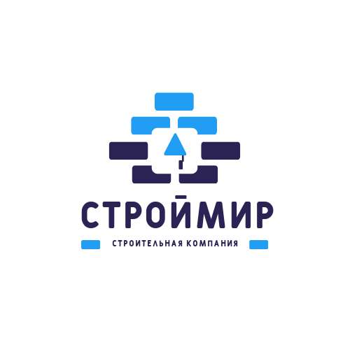 Логотип строительной компании или ремонта квартир в синих оттенках