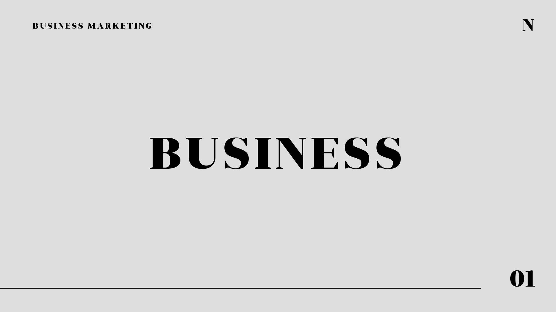 Стильная черно-белая обложка презентации для бизнеса с лаконичным шрифтом