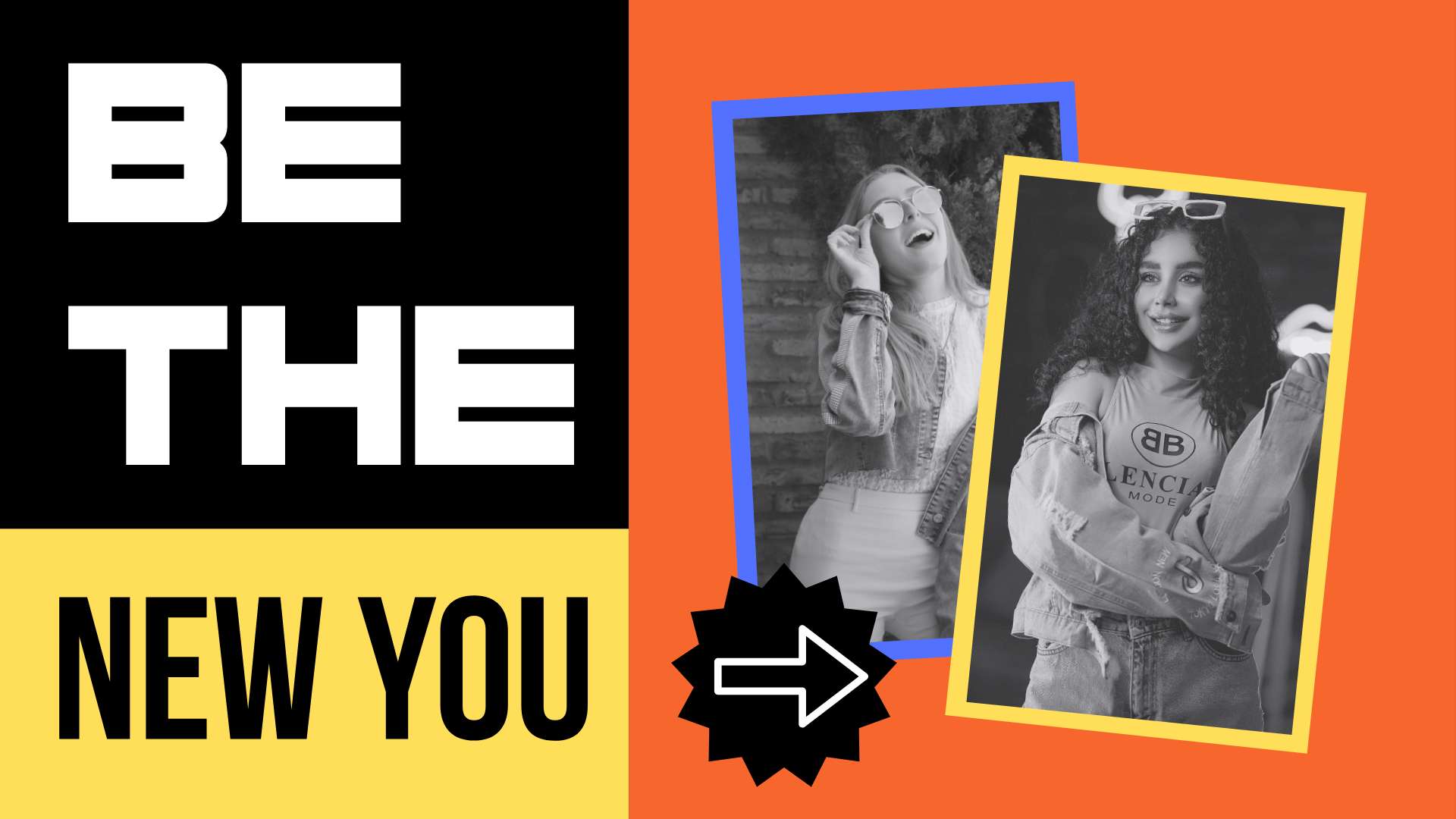 Обложка видео YouTube в ярких тонах с коллажем на тему моды и стиля
