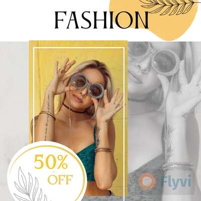 Стильный пост для модного fashion блога с девушкой блондинкой в круглых очках на светло-желтом фоне
