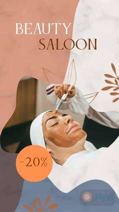 Реклама уходовых процедур в сторис для салона красоты или спа со скидкой 20% на услуги косметолога