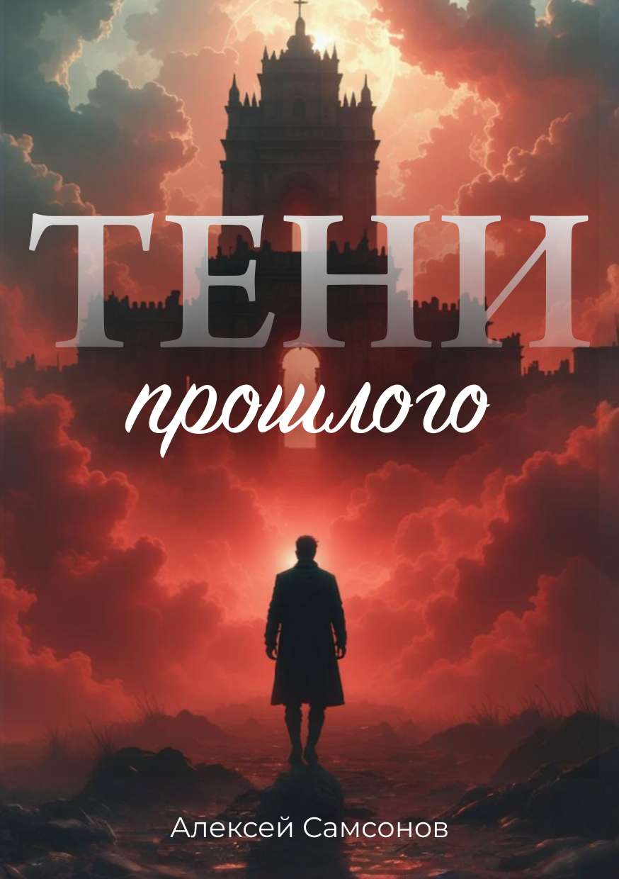 Универсальная обложка для книги с полупрозрачным заголовком на фантастическую тему
