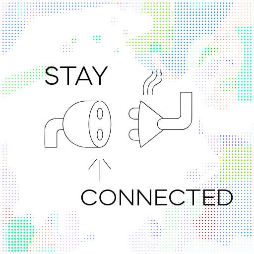 Стикер Телеграм с рисунком вилки и розетки и надписью stay connected