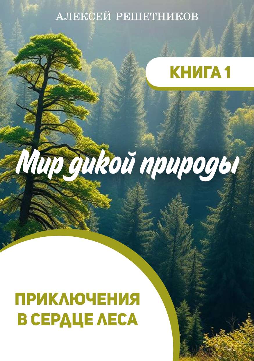 Зеленая универсальная обложка для книги с изображением леса