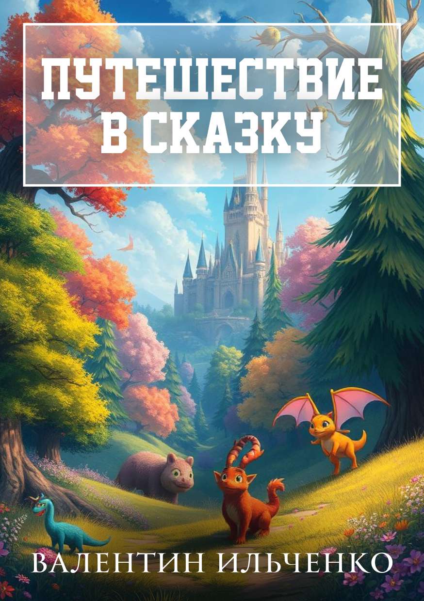 Универсальная сказочная обложка для художественной книги с крупным заголовком на тему фантастики