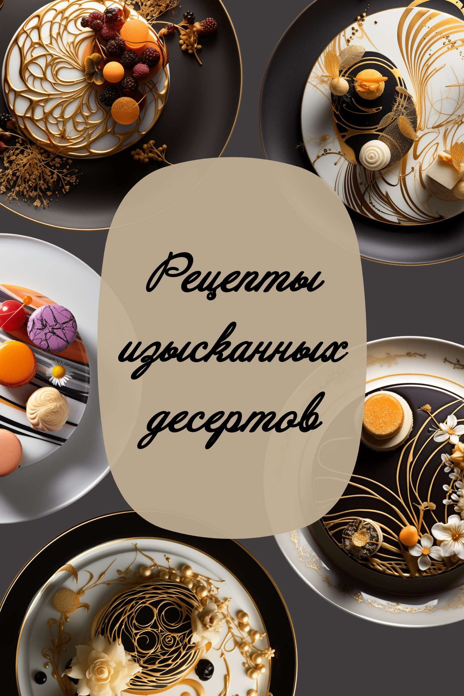 Коричневая обложка для книги рецептов с фотографиями блюд