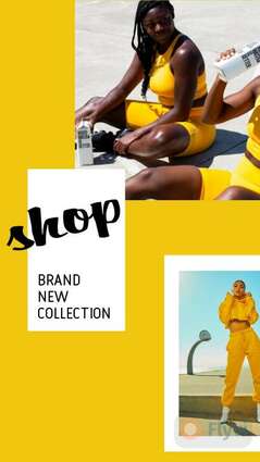 Классная ярко желтая сторис для интернет магазина женской одежды и купальников с фото новой коллекции
