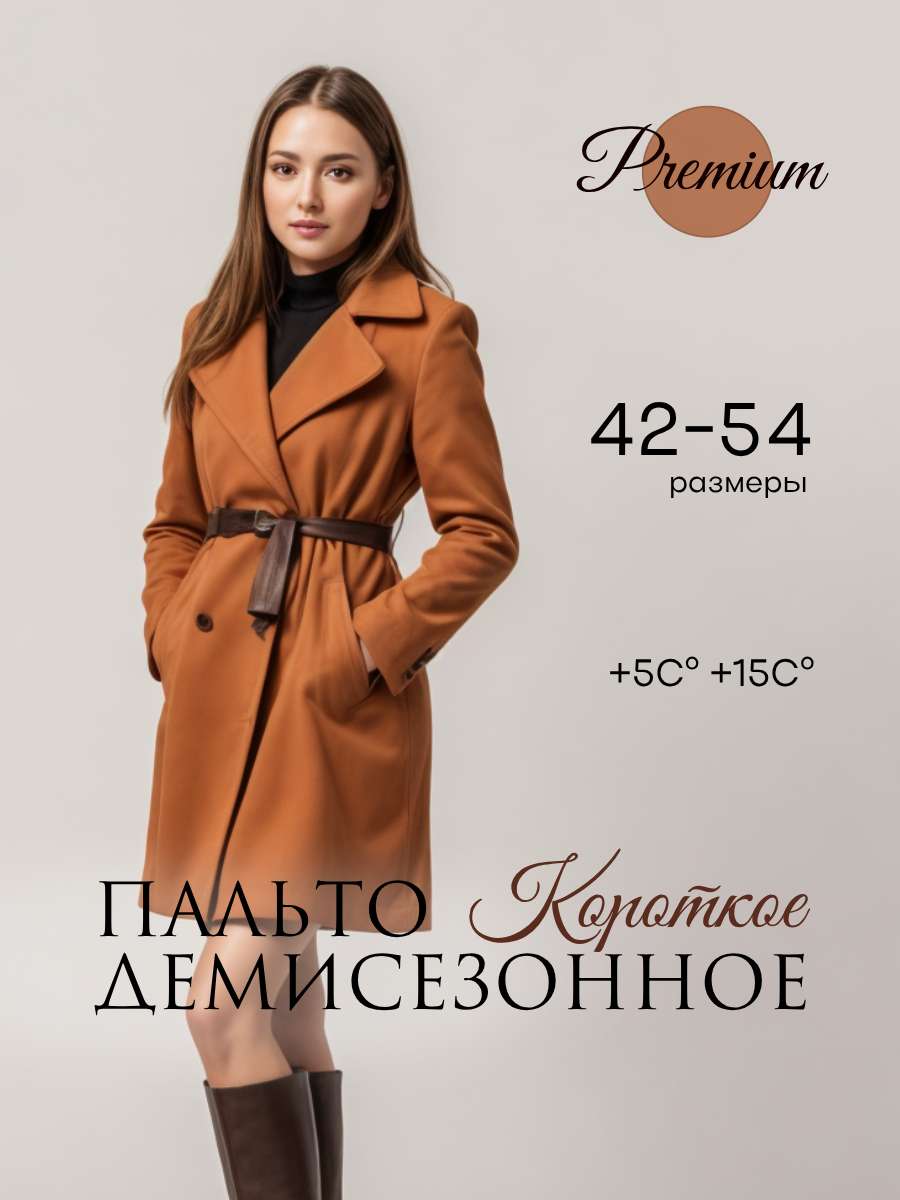 Инфографика, карточка товара на тему: Пальто демисезонное короткое