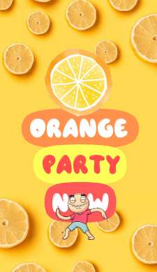 История оранжевой вечеринки с текстом и анимациями