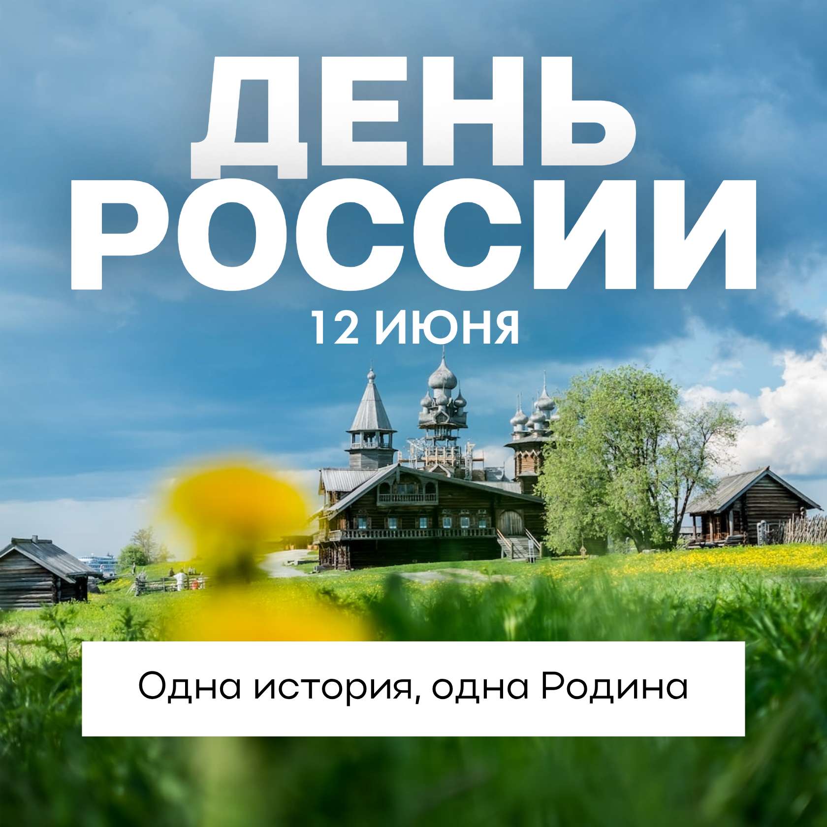 Синий и Желтый Минималистичный Пост Одноклассники День России