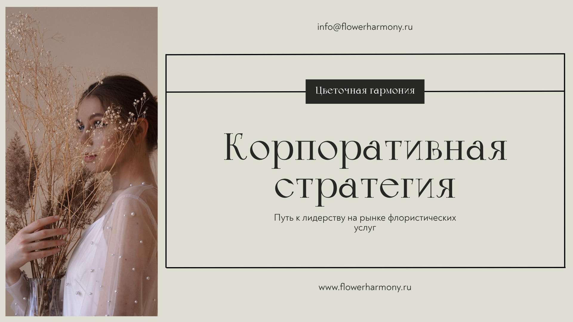 Бежевая презентация корпоративной стратегии магазина цветов