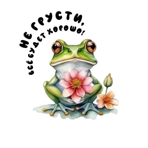 Милые стикеры Телеграм с лягушонком на светлом фоне с забавными надписями