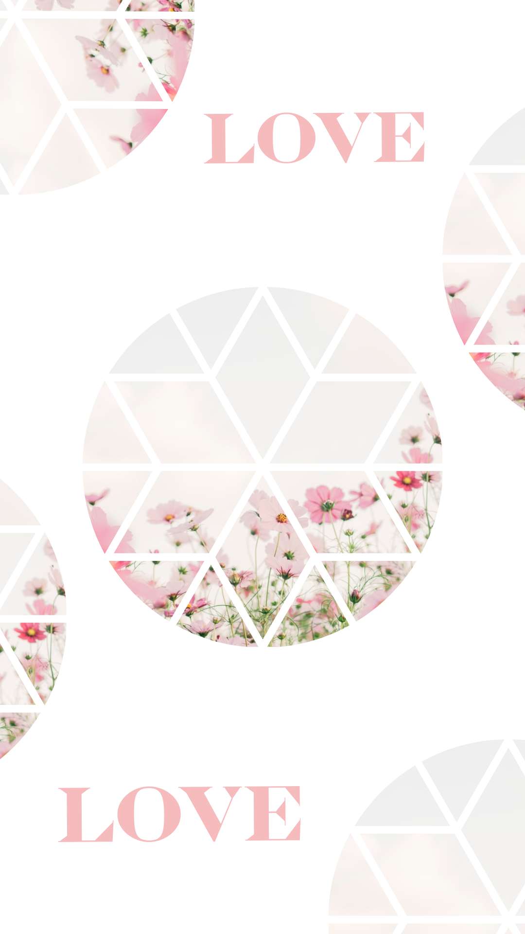 Цветочный сторис с мозаичным фоном в бело-розовых оттенках