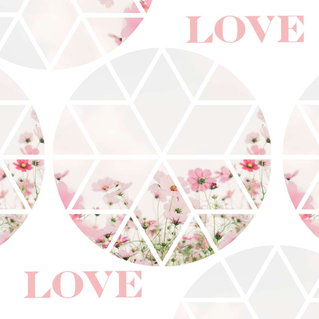 Цветочный пост с мозаичным фоном в бело-розовых оттенках