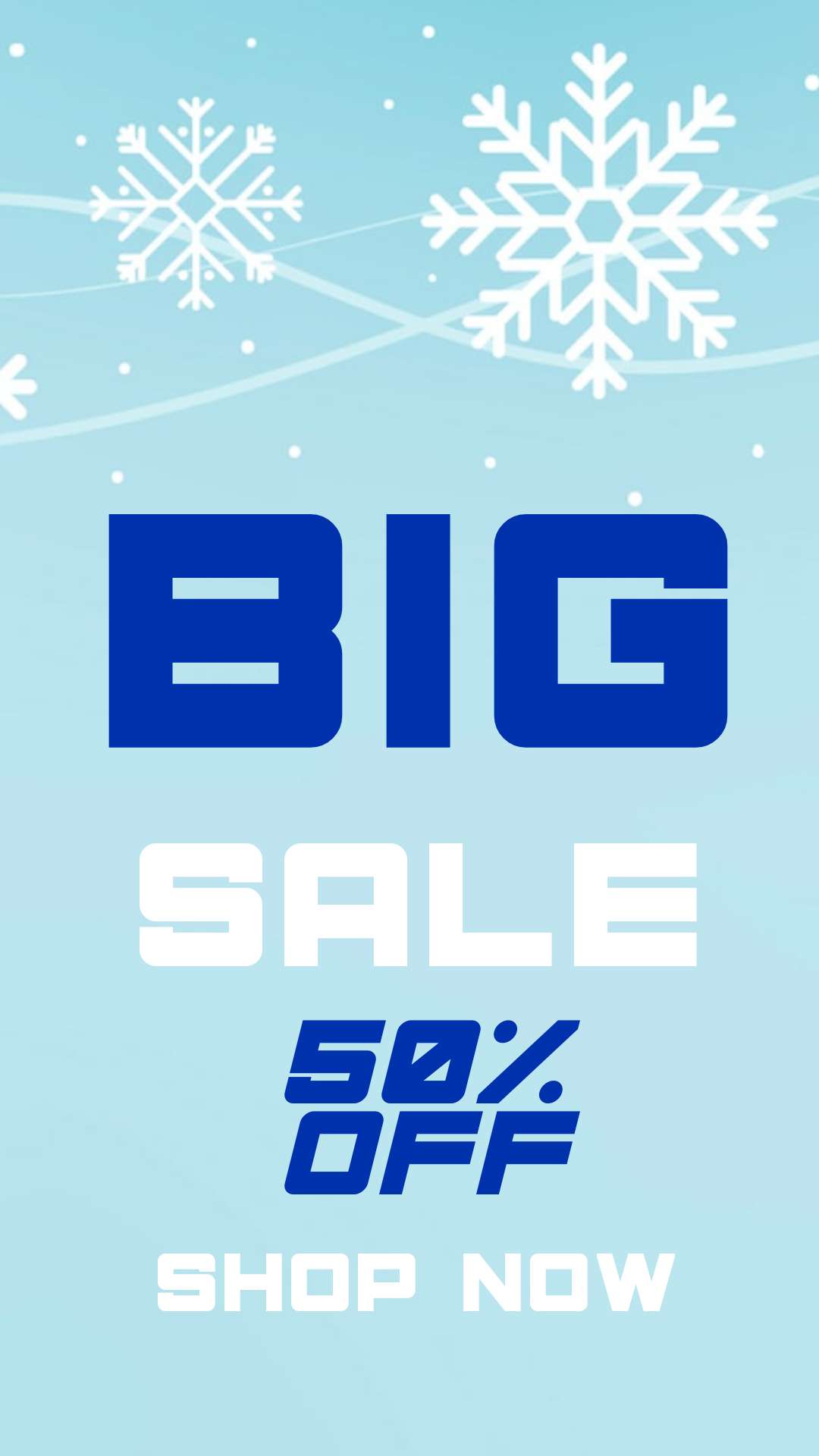 Рождественская голубая сториз с зимней распродажей и со скидкой 50%