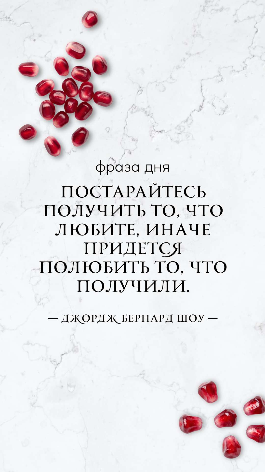 Современная история Вконтакте для фразы дня с изображением граната на сером фоне