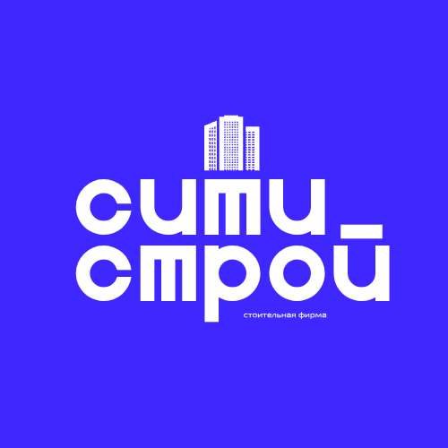 Сине-белый типографический логотип для строительной компании