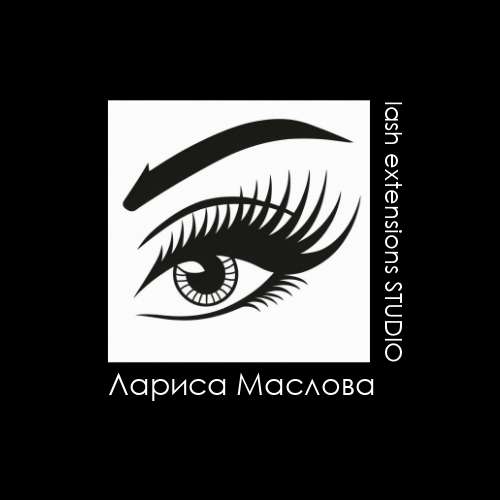 Черно-белый логотип иллюстрация женского глаза и текст