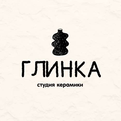Бежевый черный нарисованный руками логотип для студии керамики