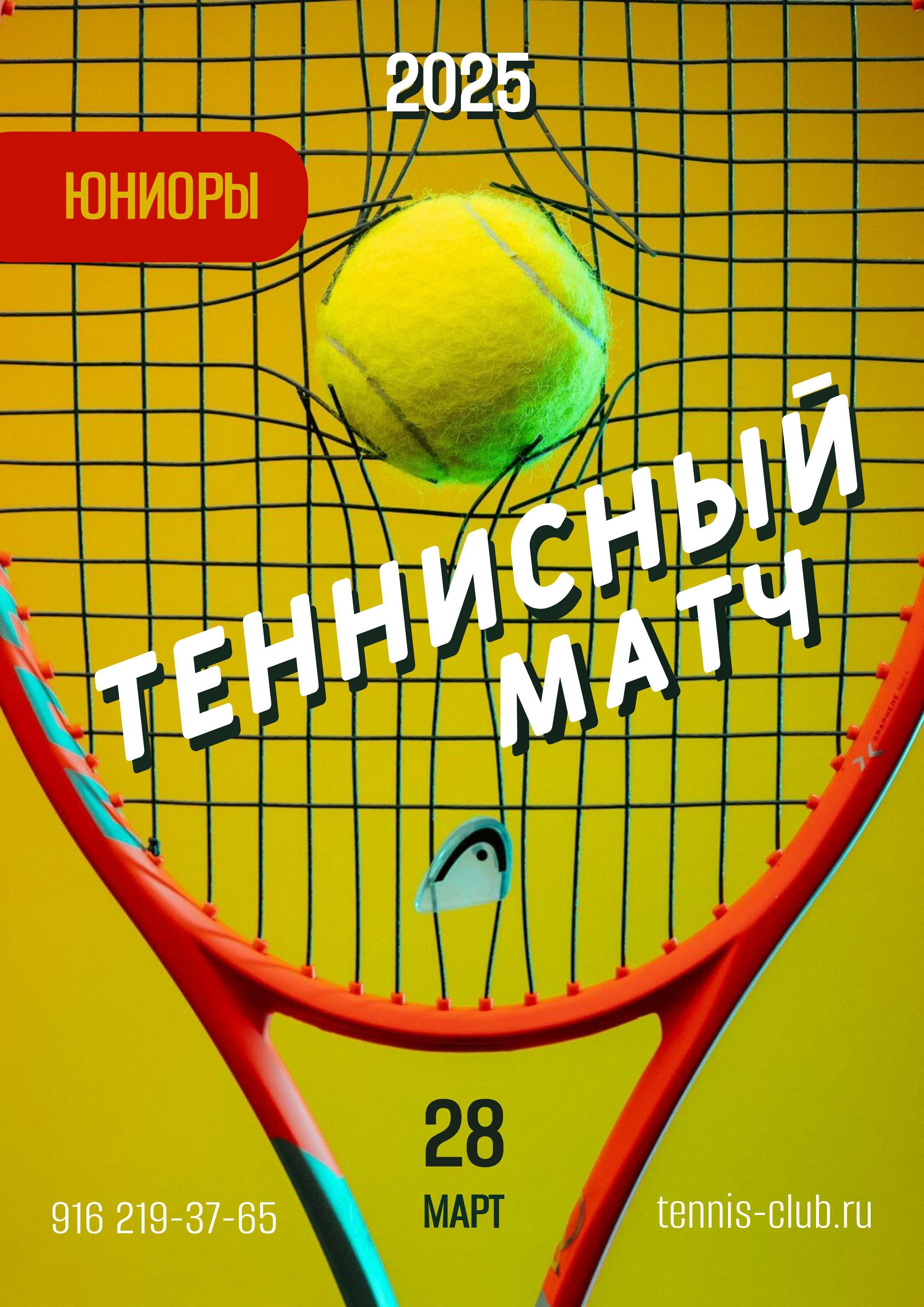 Постер А3 в желто-зеленом дизайне на тему теннисного матча