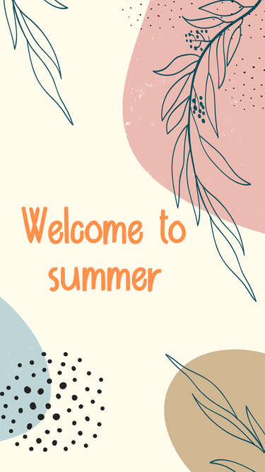 Милая сторис Welcome to summer в пастельных тонах с рисунками и стикерами для соцсетей
