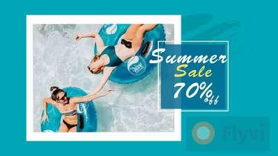 Веселый пост с девушками на ярких бирюзовых надувных кругах в бассейне для классной летней распродаже в интернет магазине